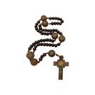Terço Intercessor de São Bento - Madeira Marrom 10mm e Contas do Pai Nosso 20mm com Medalha de São Bento