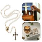 Terço no cordão Nossa Senhora Aparecida Branco Fosco Terço no cordão Nossa Senhora Aparecida Branco Fosco