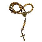 Terço Nossa Senhora Aparecida contas imbuia 8 mm Ouro Velho AR3802