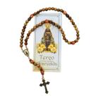 Terço Nossa Senhora Aparecida contas madeira e acrilico com folheto ARL4192
