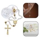 Terço nossa senhora aparecida pérola em strass colorido dourado