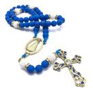 Terço Nossa Senhora Aparecida Strass Emborrachado Azul Fosco