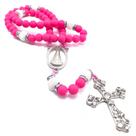 Terço Nossa Senhora Aparecida Strass Emborrachado Rosa Fosco