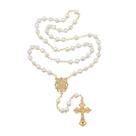 Terço Nossa Senhora das Graças contas coração perolado com strass AR6208