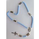 Terço Nossa Senhora das Graças contemplando os mistérios no azul médio no prateado