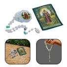 Terço Nossa Senhora das Lágrimas Irmã Amália de Jesus Cristal com Folheto de Oração
