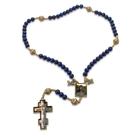 Terço Nossa Senhora do Perpetuo Socorro Madeira Azul 8 mm