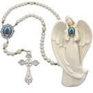 Terço Oraçao Luxo com Imagem Anjo Nossa Senhorada Aparecida Decoração Casa Capelinha Cantinho de oração Catolica
