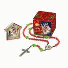 Terço Presente Feliz Natal Contas Cristal Acrílico Com Imã