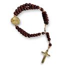Terço Pulso Perola Duas Cruzes São Bento Dourado 23cm