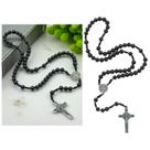 Terço Rosário Medalha de São Bento Madeira Preto 6 mm