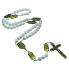 Terço Rosário Nossa Senhora das Graças Contemplação dos Mistérios Pérola Branco 10 mm