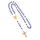 Terço São Miguel Arcanjo Conta perola Azul corrente dourado ARL1596