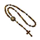 Terço São Padre Pio contas em Madeira imbuia 8 mm AR9315