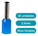 Terminal Elétrico Ilhós Tubular Simples Cabo 2,5mm 20 Pçs Terminal Elétrico Ilhós Tubular Simples Cabo 2,5mm 20 Pçs