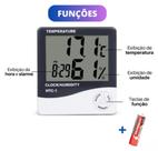Termo-higrômetro Digital Relógio Umidade E Temperatura Do Ar + Bateria Termo-higrômetro Digital Relógio Umidade E Temperatura Do Ar + Bateria