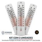 Termômetro Analógico de Parede KIT 3 UNIDADES Medidor de Temperatura Ambiente Interno e Externo Casa Escritório Estufa