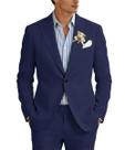 Terno de linho Ciwolce azul marinho Slim Fit de 2 peças para homens
