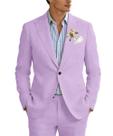 Terno de linho Ciwolce para homens, casual, 2 peças, lavanda, 3GG Terno de linho Ciwolce para homens, casual, 2 peças, lavanda, 3GG