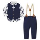 Terno de linho para meninos de 5 peças SANGTREE Navy Floral de 9 a 12 meses