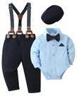 Terno para bebês SANMIO, 4 peças, roupa azul de batismo e páscoa