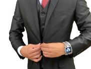 Terno Poliviscose Slim Masculino Social Preto Brilho - Paleto+Calça+Colete - Terra Forte Ternos