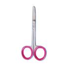 Tesoura Bebê Para Unhas, Aço Inox, Ponta Curva e de Segurança ANÉIS DE SILICONE EM AZUL E ROSA.