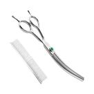 Tesoura Curva De 7 Polegadas Com Dentes De Tubarão Para Tosa De Cães, Desbaste De Pelos De Animais Tesoura Curva De 7 Polegadas Com Dentes De Tubarão Para Tosa De Cães, Desbaste De Pelos De Animais