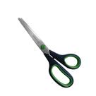 Tesoura Cushion Soft Picotar Lâmina Aço Inox Cabo Polipropileno Azul com Anéis Verde 8 1/2" 22 cm - Mundial
