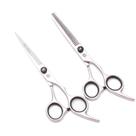 Tesoura de Barbeiro Dragão Roxo 6 Polegadas - Aço Inoxidável - Conjunto para Corte e Desbaste