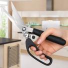Tesoura De Cozinha Multifuncional Aço Inox Profissional Cabo Ergonômico Mola Automática Trava Manual Corte Preciso Frango Peixe Carne Osso Legumes