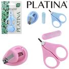 Tesoura de unha infantil com ponta redonda + cortador de inox platina azul / rosa na cartela Tesoura de unha infantil com ponta redonda + cortador de inox platina azul / rosa na cartela