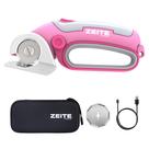 Tesoura elétrica sem fio Zeite 4V MAX com lâminas e estojo rosa