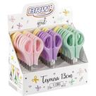 Tesoura Escolar AÇO 13CM com Régua 4 Cores Pastel Display com 24 Unidades