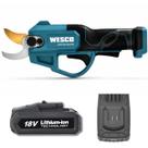 Tesoura Poda Sem Fio Wesco + Bateria 18V E Carregador Corte Galhos Jardinagem Profissional Titânio