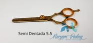 Tesoura semi dentada 5.5 polegadas dourada desfiadeira