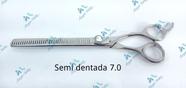 Tesoura semi dentada 7.0 polegadas prata brilho