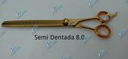 Tesoura semi dentada 8.0 polegadas dourada