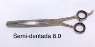 Tesoura semi dentada 8.0 polegadas prata brilho
