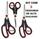Tesouras Em Aço Inox Kit com 3 Diferentes Tamanhos Multiuso Cozinha - HOME E MORE