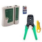Testador para Cabo de Rede + Alicate de Crimpar RJ45 Rj11 + Alicate Decapador de inserçao de cabos