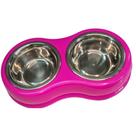 The pets brasil comedouro inox duplo rosa 400 ml cada