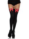 Thigh Highs Leg Avenue com detalhes em laço de cetim preto/vermelho para mulheres