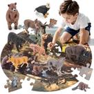 THINKBAY 12 figuras de animais da América do Norte e quebra-cabeça de 67 peças