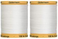 Thread Gutermann Natural Cotton 800C 5709 800m, pacote com 2 unidades, branco
