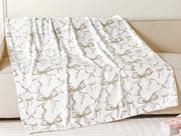 Throw Blanket Buryeah Beige Bow Flannel 127x152cm Decoração de quarto