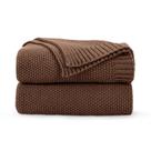 Throw Blanket CozeCube Brown Cable Knit 152x203cm em acrílico