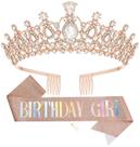 Tiara and Crown Birthday Girl Papoopy para mulheres e meninas