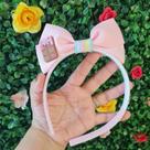 Tiara Arco Laço Jussara Rosa Bebê Barra Chocolate