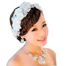 Tiara Arranjo Cabelo Noiva Pérol Prateada Fio Strass Flor -